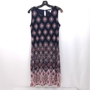 Dana Buchman Sheath Dress Blue Beige Print Small
